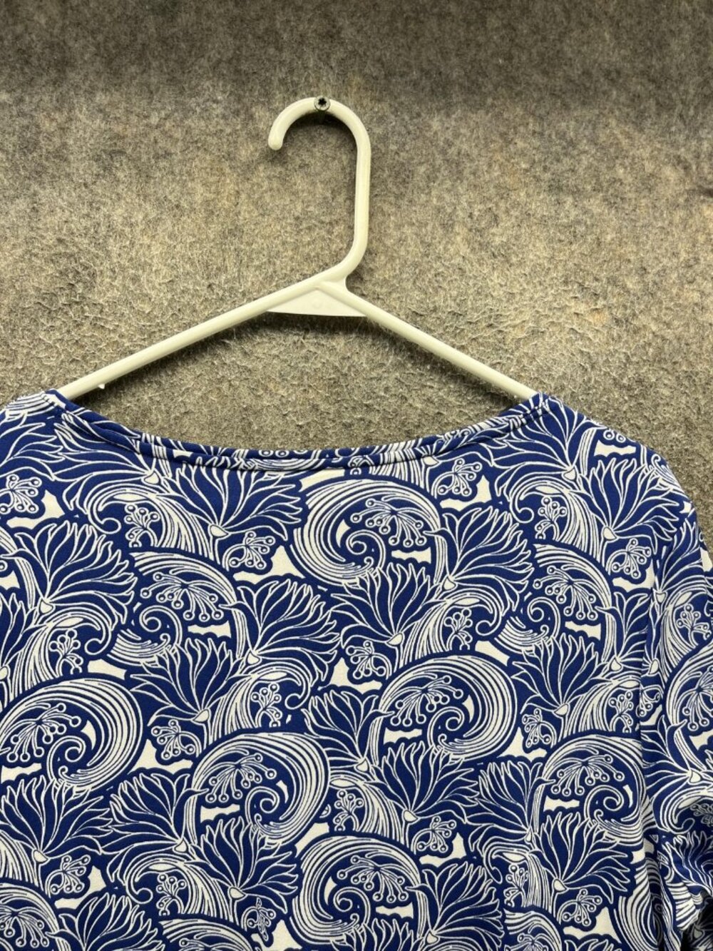 Chico's Shirt Womens 2 Blue Scoop Neck Short Sleeve Tunic Floral Jersey Top - Picture 9 of 11